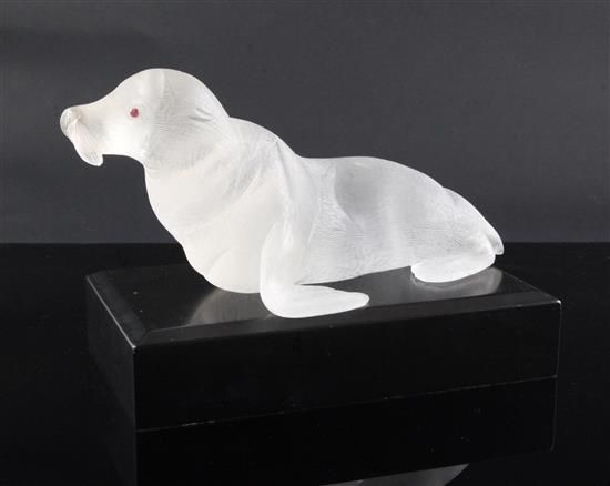 A 1960s rock crystal figure of a sea lion, in Cartier style, 28cm